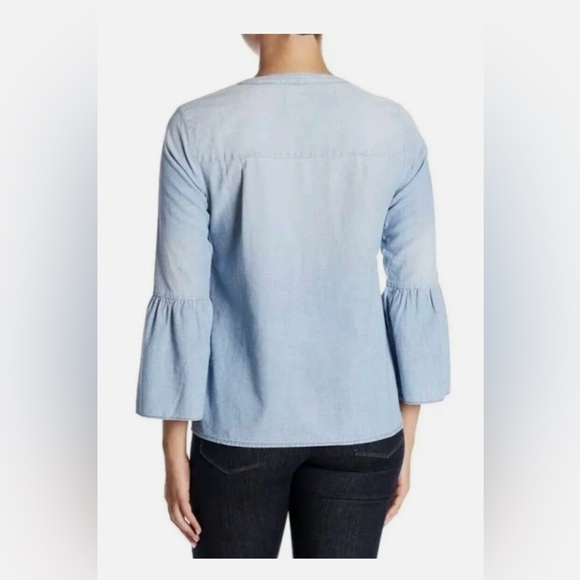 J.Crew bell sleeve chambray top - Picture 2 of 5